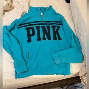 Vintage PINK Victoria’s Secret half zip. Teal color.